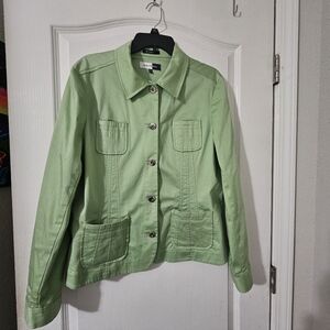 Jones Wear Studio Green Long Sleeve Button Down Lightweight Jacket SZ XL